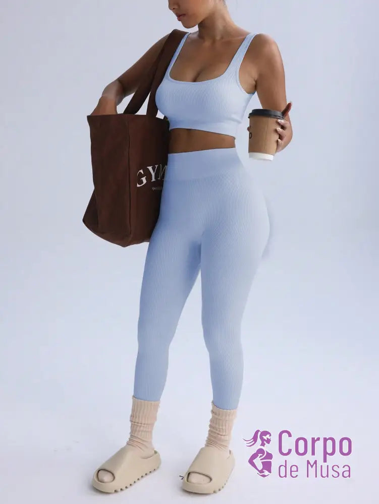 Conjunto Top e Legging Sem Costura Cós Alto Fitness Conjunto Top e Legging Sem Costura Cós Alto Fitness