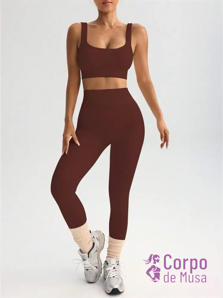 Conjunto Top e Legging Sem Costura Cós Alto Fitness Conjunto Top e Legging Sem Costura Cós Alto Fitness