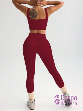Conjunto Top e Legging Sem Costura Cós Alto Fitness Conjunto Top e Legging Sem Costura Cós Alto Fitness