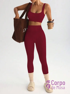 Conjunto Top e Legging Sem Costura Cós Alto Fitness Conjunto Top e Legging Sem Costura Cós Alto Fitness