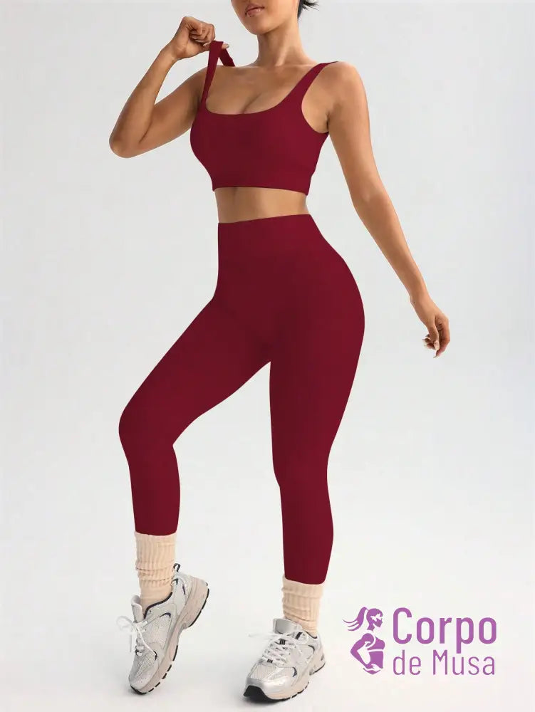 Conjunto Top e Legging Sem Costura Cós Alto Fitness Conjunto Top e Legging Sem Costura Cós Alto Fitness
