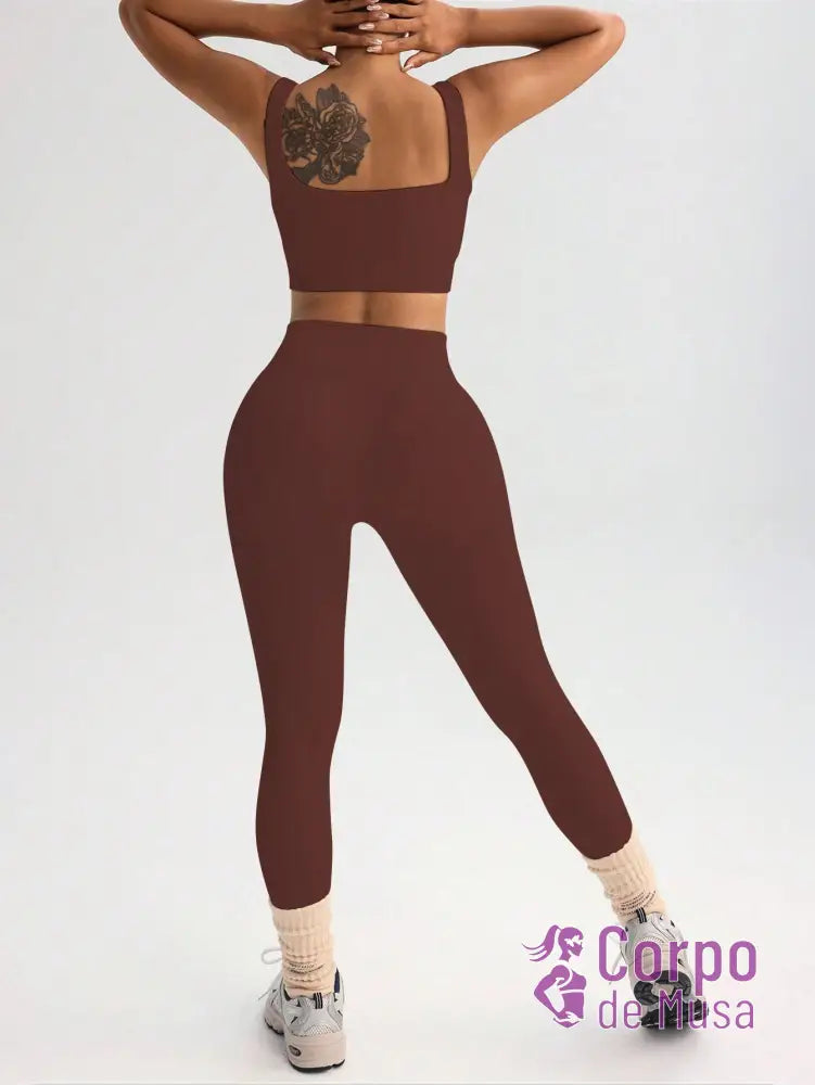 Conjunto Top e Legging Sem Costura Cós Alto Fitness Conjunto Top e Legging Sem Costura Cós Alto Fitness