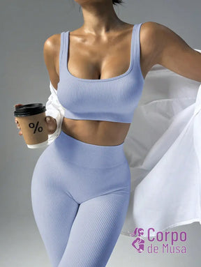 Conjunto Top e Legging Sem Costura Cós Alto Fitness Roxo / PP Conjunto Top e Legging Sem Costura Cós Alto Fitness