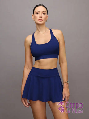 Conjunto Top e Saia Short Estilo Fitness Com Bolso Conjunto Top e Saia Short Estilo Fitness Com Bolso