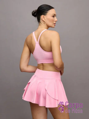 Conjunto Top e Saia Short Estilo Fitness Com Bolso Conjunto Top e Saia Short Estilo Fitness Com Bolso