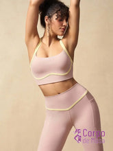 Conjunto Yoga Top Alças Cruzadas E Legging Estilo Studio Rosa Bebê / PP Conjunto Yoga Top Alças Cruzadas E Legging