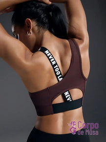 Conjunto Yoga Top Assimétrico E Legging Estilo Studio Castanho / PP Conjunto Yoga Top Assimétrico E Legging Estilo