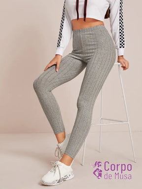 Legging Cintura Alta Canelada Estilo Fitness Legging Cintura Alta Canelada Estilo Fitness