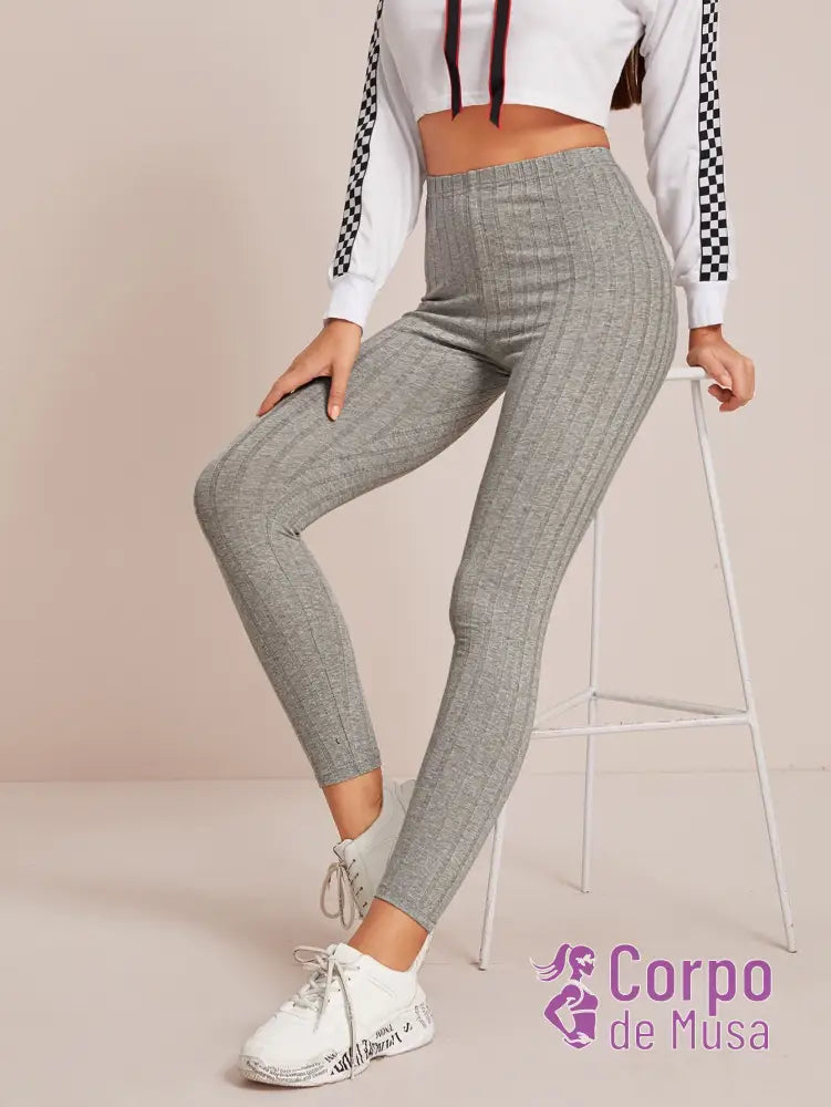 Legging Cintura Alta Canelada Estilo Fitness Legging Cintura Alta Canelada Estilo Fitness