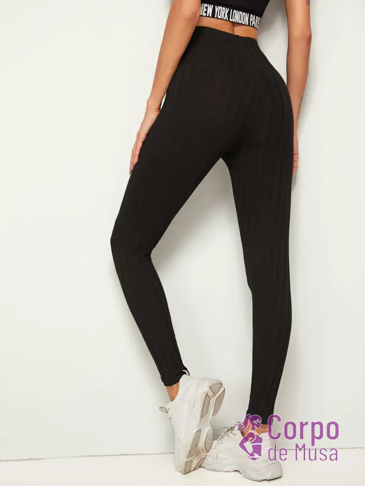 Legging Cintura Alta Canelada Estilo Fitness Legging Cintura Alta Canelada Estilo Fitness