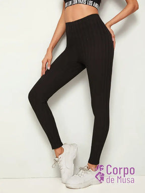 Legging Cintura Alta Canelada Estilo Fitness Legging Cintura Alta Canelada Estilo Fitness