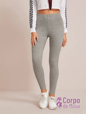 Legging Cintura Alta Canelada Estilo Fitness Legging Cintura Alta Canelada Estilo Fitness