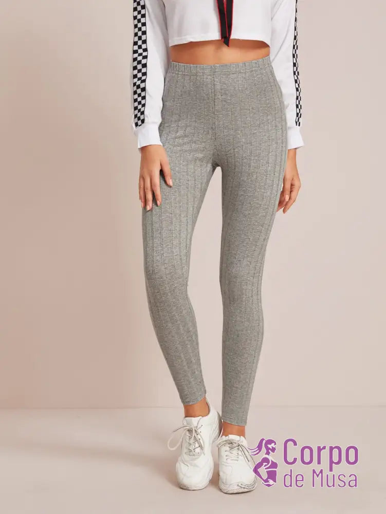 Legging Cintura Alta Canelada Estilo Fitness Legging Cintura Alta Canelada Estilo Fitness