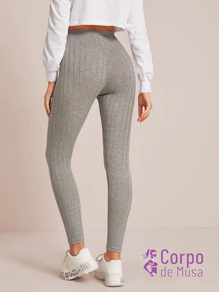 Legging Cintura Alta Canelada Estilo Fitness Legging Cintura Alta Canelada Estilo Fitness