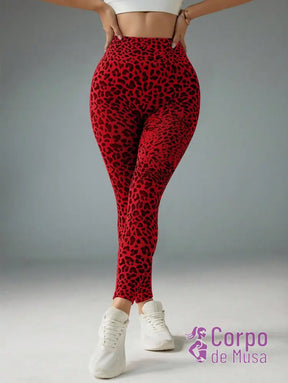 Legging Cintura Alta Com Estampa Animal Print Estilo Fitness Legging Cintura Alta Com Estampa Animal Print Estilo