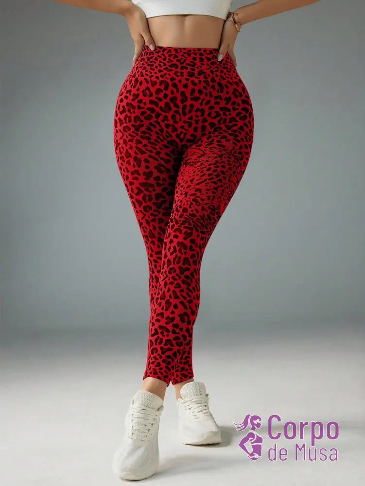 Legging Cintura Alta Com Estampa Animal Print Estilo Fitness Legging Cintura Alta Com Estampa Animal Print Estilo