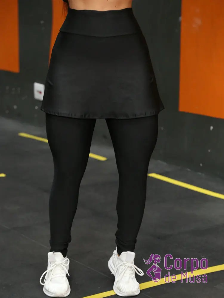 Legging Cintura Alta Com Saia Acoplada Estilo Fitness Legging Cintura Alta Com Saia Acoplada Estilo Fitness