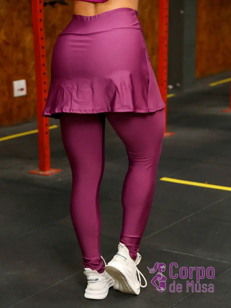Legging Cintura Alta Com Saia Acoplada Estilo Fitness Legging Cintura Alta Com Saia Acoplada Estilo Fitness
