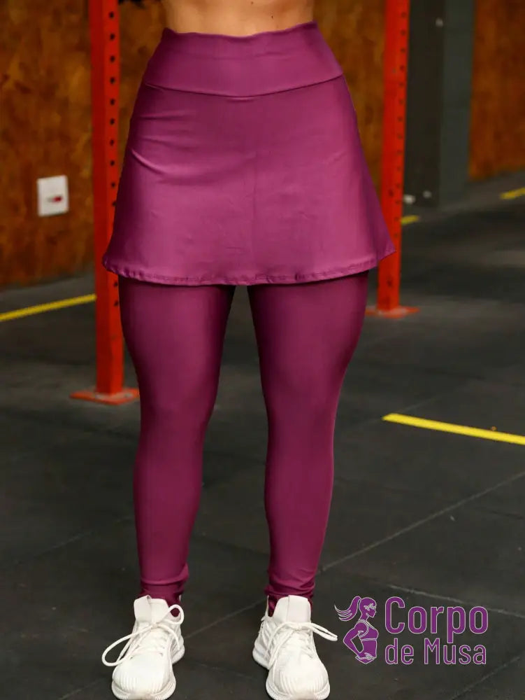 Legging Cintura Alta Com Saia Acoplada Estilo Fitness Legging Cintura Alta Com Saia Acoplada Estilo Fitness