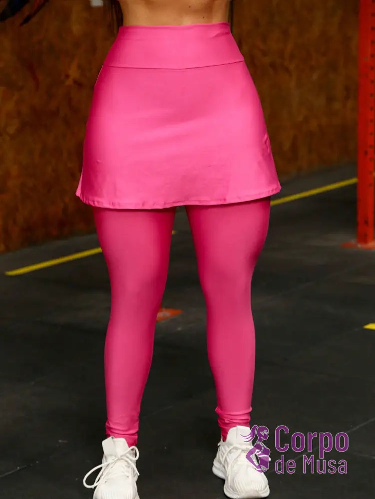 Legging Cintura Alta Com Saia Acoplada Estilo Fitness Legging Cintura Alta Com Saia Acoplada Estilo Fitness