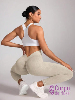 Legging Cintura Alta Efeito Modelador Estilo Fitness Cáqui / PP Legging Cintura Alta Efeito Modelador Estilo Fitness