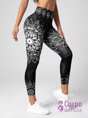 Legging Cintura Alta Estampa Mandala Estilo Fitness Legging Cintura Alta Estampa Mandala Estilo Fitness