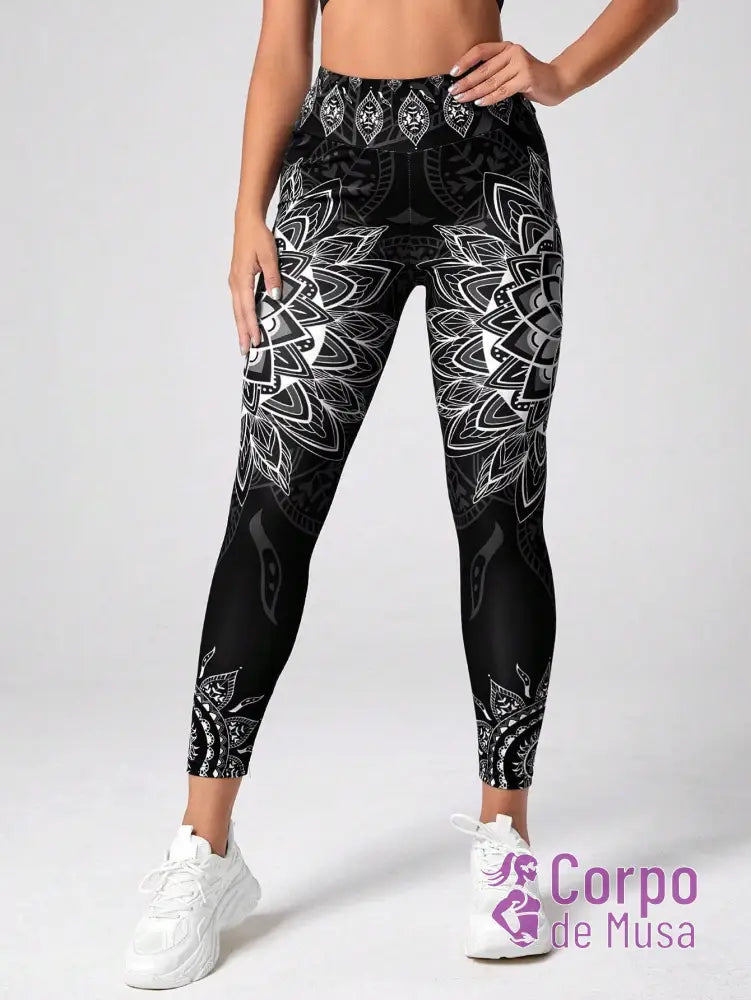 Legging Cintura Alta Estampa Mandala Estilo Fitness Legging Cintura Alta Estampa Mandala Estilo Fitness