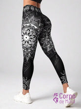Legging Cintura Alta Estampa Mandala Estilo Fitness Preto / PP Legging Cintura Alta Estampa Mandala Estilo Fitness