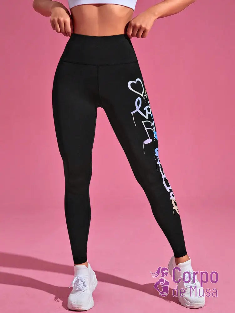 Legging Cintura Alta Estampa Urbana Estilo Fitness Legging Cintura Alta Estampa Urbana Estilo Fitness