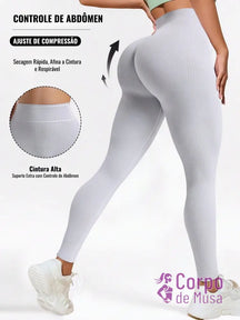 Legging Cintura Alta Seamless Com Compressão Fitness Cinza Claro / PP Legging Cintura Alta Seamless Com Compressão
