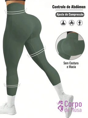 Legging Cintura Alta Seamless Com Compressão Modeladora Verde / PP Legging Cintura Alta Seamless Com Compressão