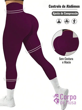 Legging Cintura Alta Seamless Com Compressão Modeladora Violeta / PP Legging Cintura Alta Seamless Com Compressão