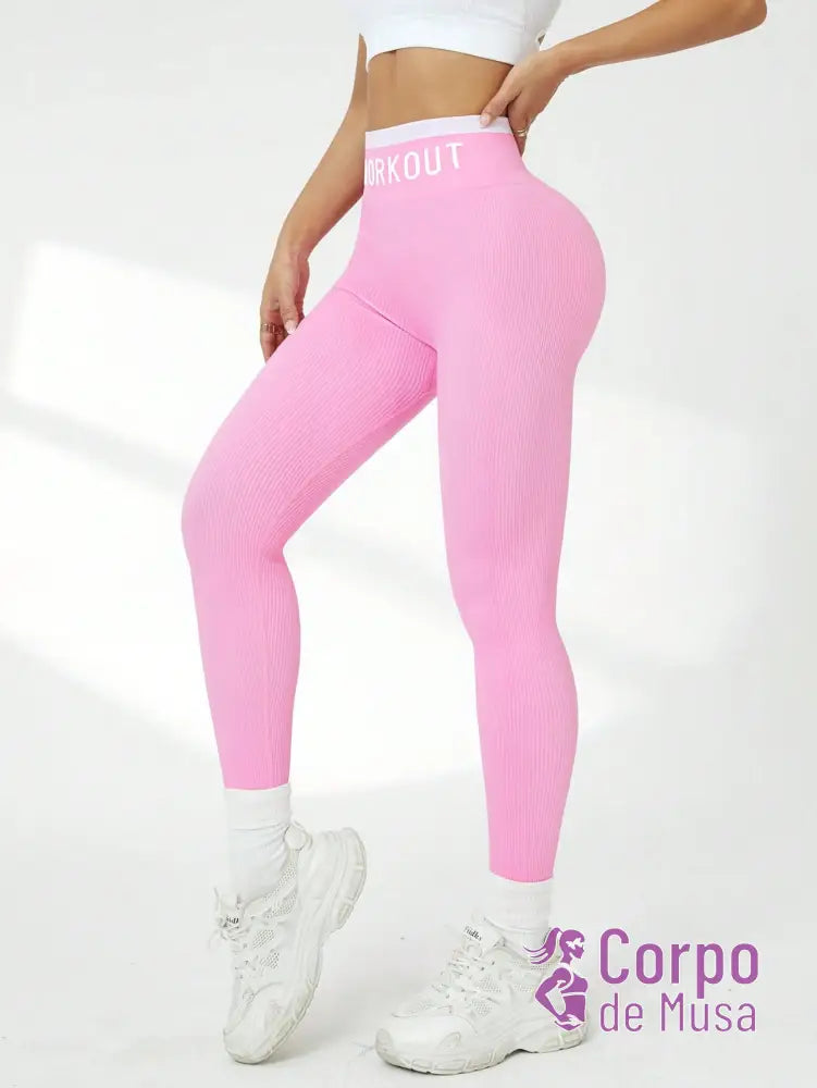 Legging Cintura Alta Seamless Com Cós Esportivo Fitness Legging Cintura Alta Seamless Com Cós Esportivo Fitness