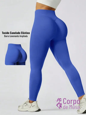 Legging Cintura Alta Seamless Com Efeito Levanta Bumbum Fitness Azul Royal / PP Legging Cintura Alta Seamless Com