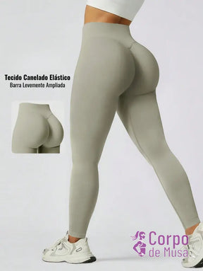 Legging Cintura Alta Seamless Com Efeito Levanta Bumbum Fitness Cinza Claro / PP Legging Cintura Alta Seamless Com