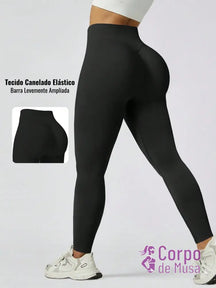 Legging Cintura Alta Seamless Com Efeito Levanta Bumbum Fitness Preto / PP Legging Cintura Alta Seamless Com Efeito