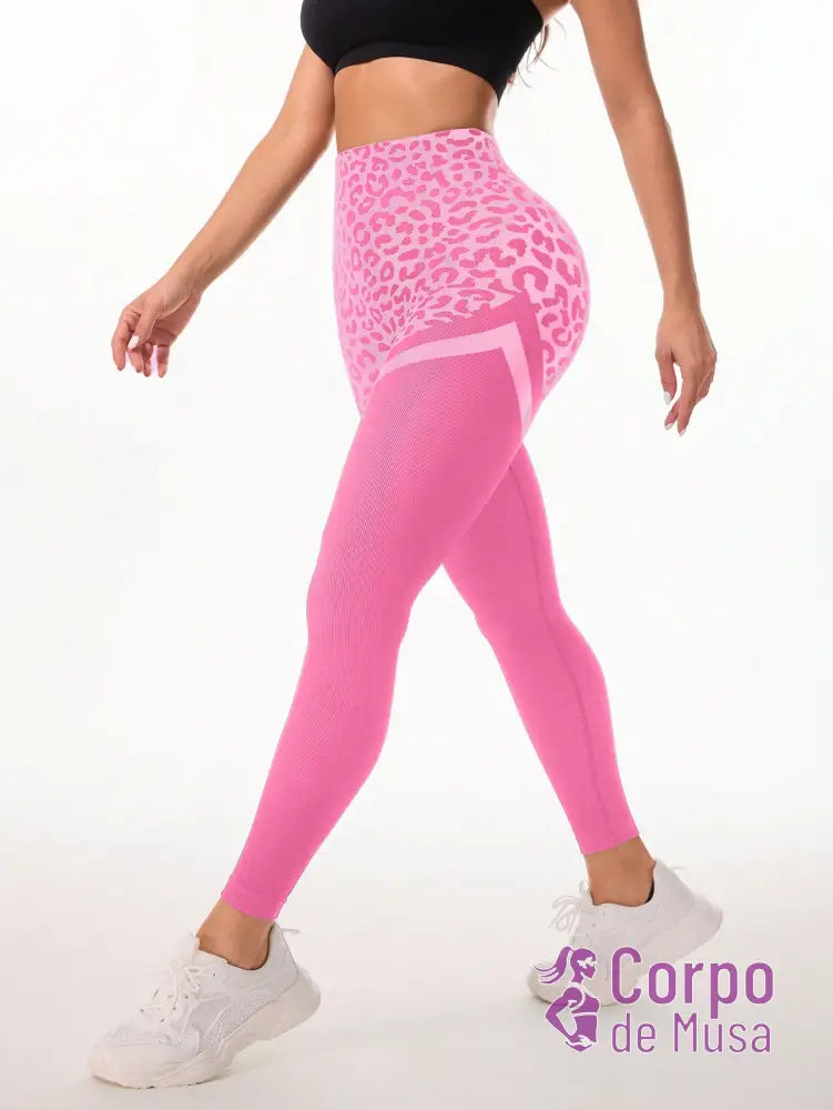Legging Cintura Alta Seamless Com Estampa Animal Fit Legging Cintura Alta Seamless Com Estampa Animal Fit