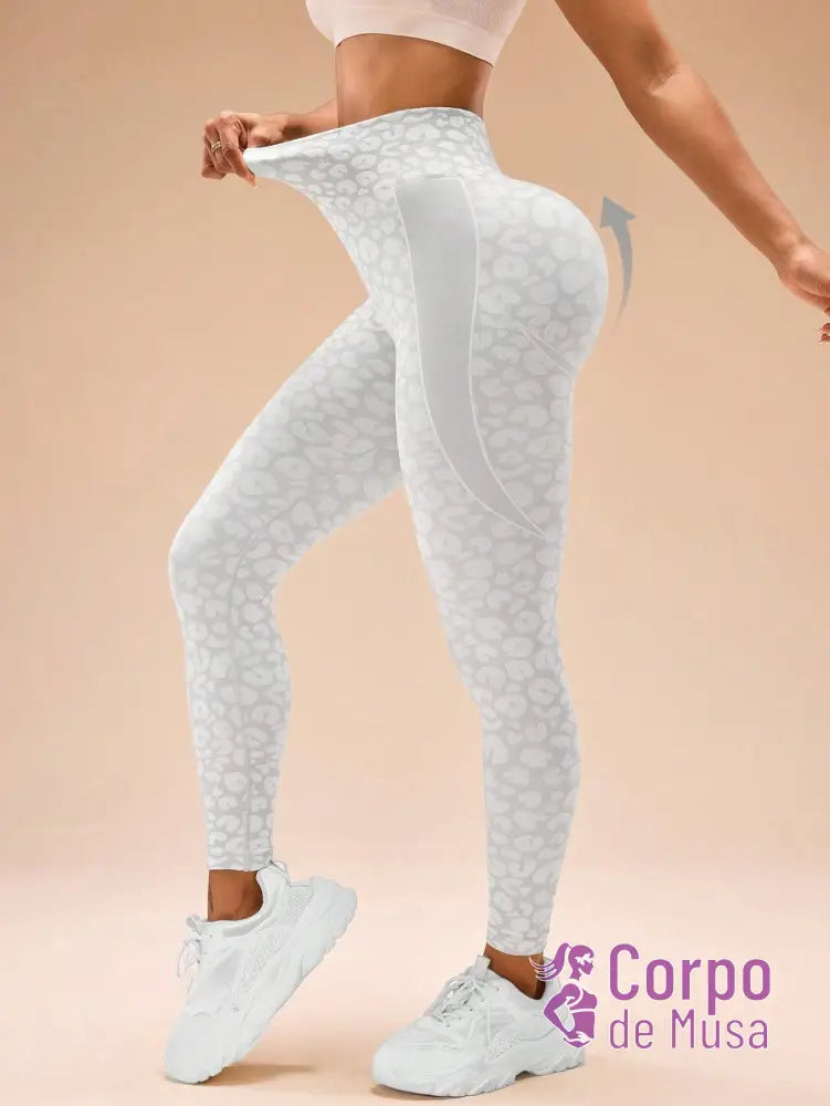 Legging Cintura Alta Seamless Com Painéis Contrastantes Fitness Legging Cintura Alta Seamless Com Painéis Contrastantes