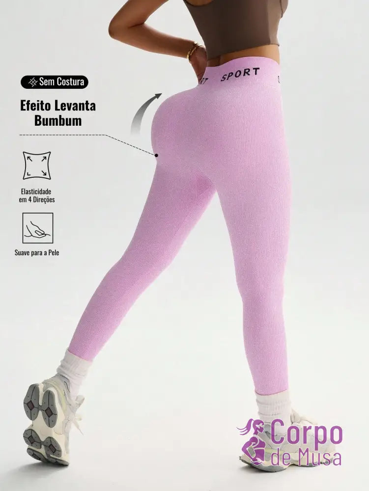 Legging Cintura Alta Seamless Com Textura Suave Fitness Legging Cintura Alta Seamless Com Textura Suave Fitness