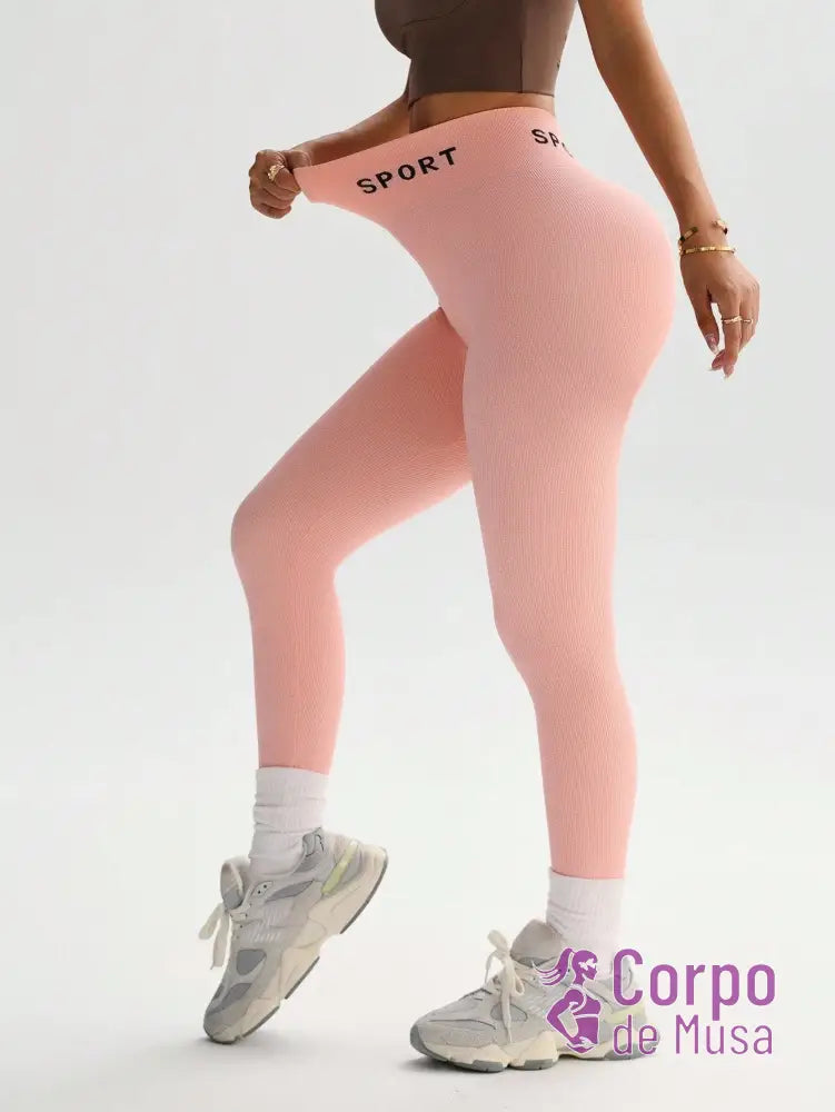 Legging Cintura Alta Seamless Com Textura Suave Fitness Legging Cintura Alta Seamless Com Textura Suave Fitness