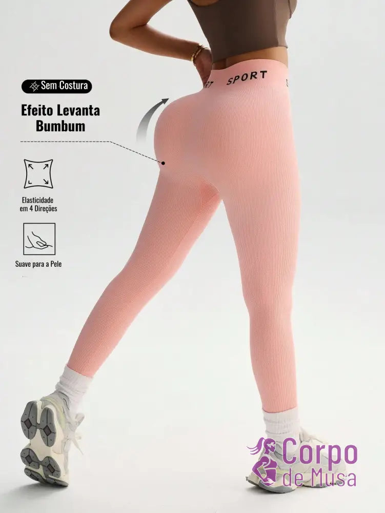 Legging Cintura Alta Seamless Com Textura Suave Fitness Legging Cintura Alta Seamless Com Textura Suave Fitness