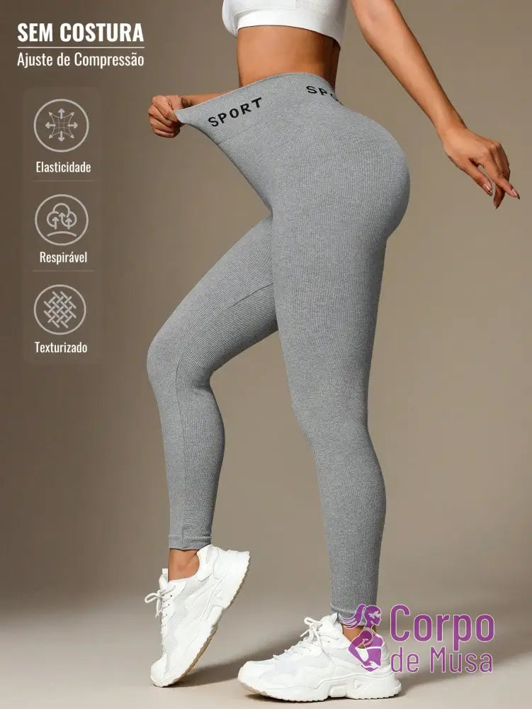 Legging Cintura Alta Seamless Com Textura Suave Fitness Legging Cintura Alta Seamless Com Textura Suave Fitness