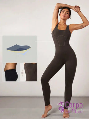Macacão Alça Média Recorte Modelador Costas Profundas Macacão Alça Média Recorte Modelador Costas Profundas