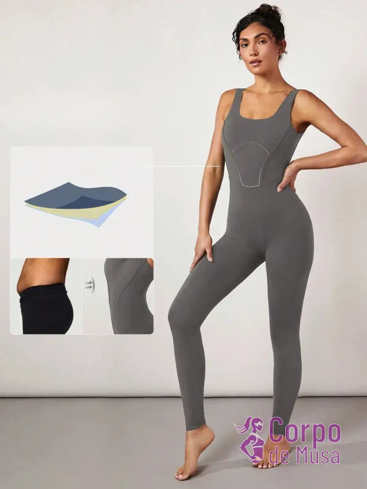 Macacão Alça Média Recorte Modelador Costas Profundas Macacão Alça Média Recorte Modelador Costas Profundas