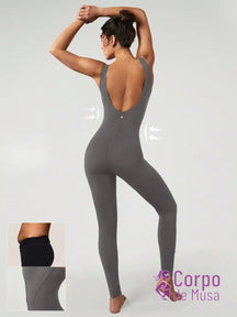 Macacão Alça Média Recorte Modelador Costas Profundas Chumbo / PP Macacão Alça Média Recorte Modelador Costas Profundas