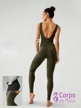 Macacão Alça Média Recorte Modelador Costas Profundas Verde Militar / PP Macacão Alça Média Recorte Modelador Costas