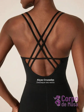 Macacão Alças Finas Costas Cruzadas Estilo Yoga Macacão Alças Finas Costas Cruzadas Estilo Yoga