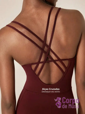 Macacão Alças Finas Costas Cruzadas Estilo Yoga Macacão Alças Finas Costas Cruzadas Estilo Yoga