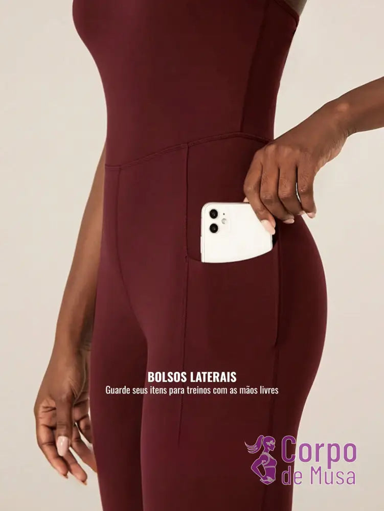 Macacão Alças Finas Costas Cruzadas Estilo Yoga Macacão Alças Finas Costas Cruzadas Estilo Yoga