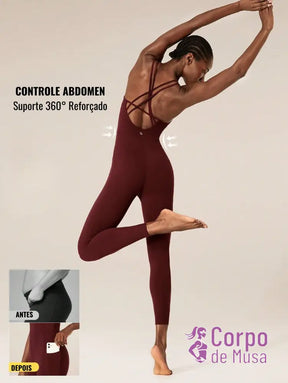 Macacão Alças Finas Costas Cruzadas Estilo Yoga Vinho / PP Macacão Alças Finas Costas Cruzadas Estilo Yoga